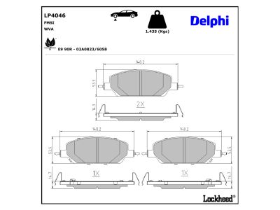 Jogo de 4 pastilhas de travão DELPHI LP4046