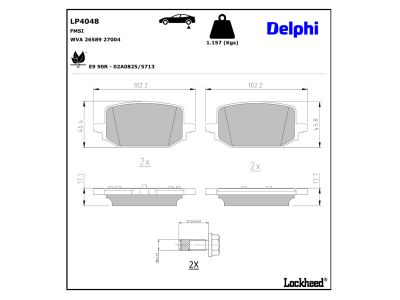 Jogo de 4 pastilhas de travão DELPHI ref. LP4048