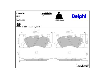 Jogo de 4 pastilhas de travão DELPHI LP4060