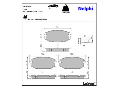 Jeu de 4 plaquettes de frein DELPHI LP4066