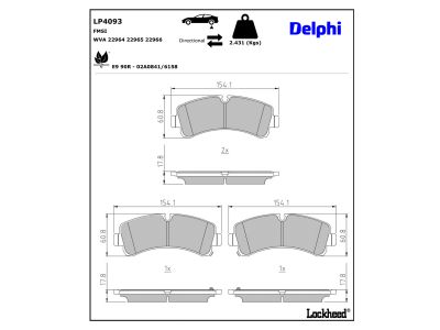 Jeu de 4 plaquettes de frein DELPHI LP4093