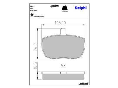 Jeu de 4 plaquettes de frein DELPHI ref. LP41