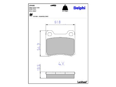 Juego de 4 pastillas de freno (Almohadilla de freno) DELPHI ref. LP440