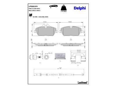 Juego de 4 pastillas de freno (Almohadilla de freno) DELPHI ref. LP5001EV