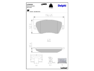 Juego de 4 pastillas de freno (Almohadilla de freno) DELPHI ref. LP5005EV