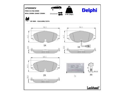 Juego de 4 pastillas de freno (Almohadilla de freno) DELPHI ref. LP5006EV