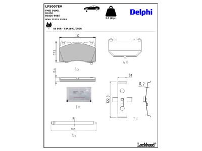 Juego de 4 pastillas de freno (Almohadilla de freno) DELPHI ref. LP5007EV