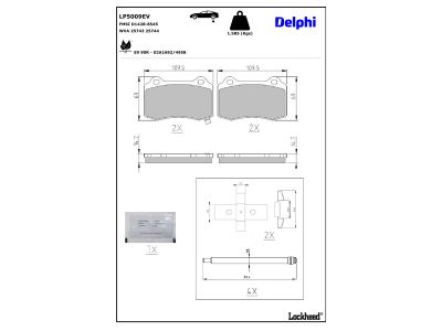 Jeu de 4 plaquettes de frein DELPHI ref. LP5009EV