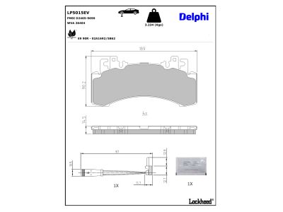 Juego de 4 pastillas de freno (Almohadilla de freno) DELPHI ref. LP5015EV