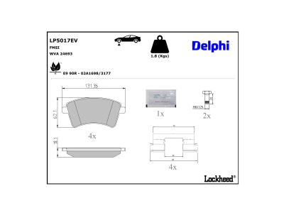 Juego de 4 pastillas de freno (Almohadilla de freno) DELPHI ref. LP5017EV