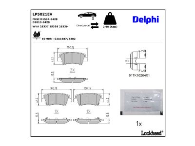 Juego de 4 pastillas de freno (Almohadilla de freno) DELPHI ref. LP5021EV
