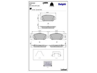 Juego de 4 pastillas de freno (Almohadilla de freno) DELPHI ref. LP5023EV