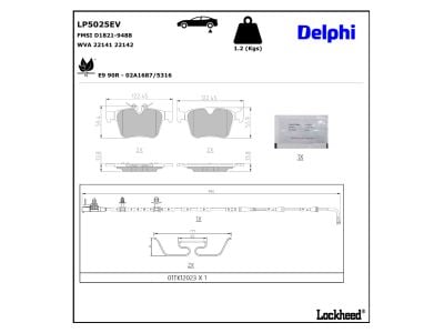 Juego de 4 pastillas de freno (Almohadilla de freno) DELPHI ref. LP5025EV