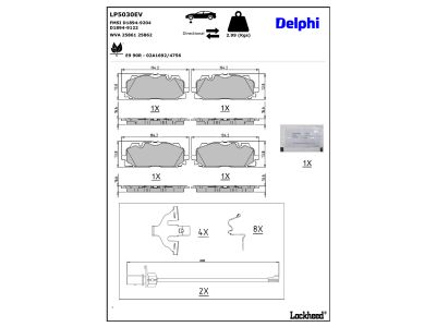 Jogo de 4 pastilhas de travão DELPHI ref. LP5030EV