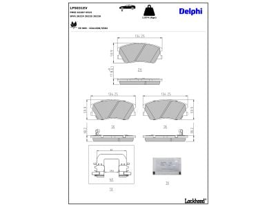Juego de 4 pastillas de freno (Almohadilla de freno) DELPHI ref. LP5031EV