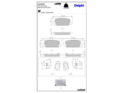 Juego de 4 pastillas de freno (Almohadilla de freno) DELPHI ref. LP5034EV