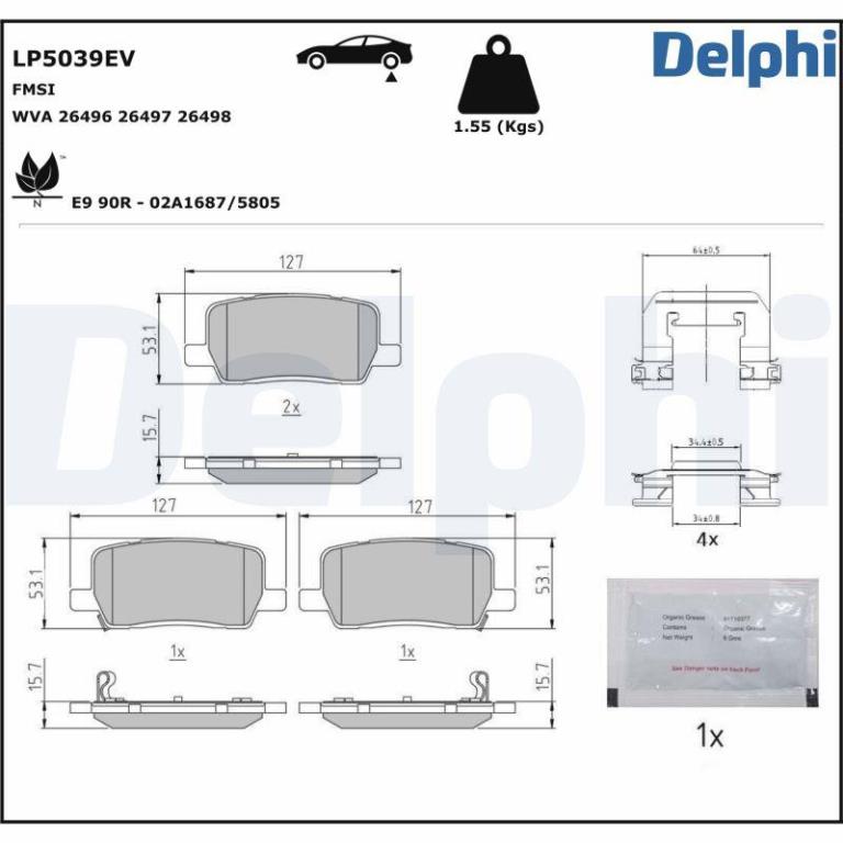 Jogo de 4 pastilhas de travão DELPHI ref. LP5039EV