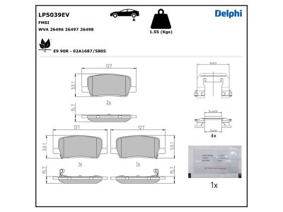 Jogo de 4 pastilhas de travão DELPHI ref. LP5039EV