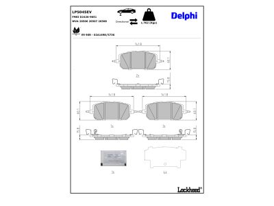 Juego de 4 pastillas de freno (Almohadilla de freno) DELPHI ref. LP5045EV