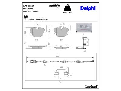 Juego de 4 pastillas de freno (Almohadilla de freno) DELPHI ref. LP5052EV