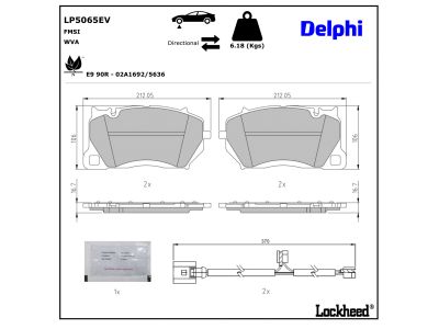 Juego de 4 pastillas de freno (Almohadilla de freno) DELPHI ref. LP5065EV