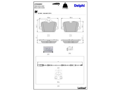 Jeu de 4 plaquettes de frein DELPHI ref. LP5068EV