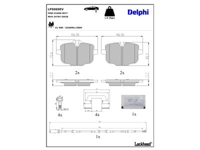 Juego de 4 pastillas de freno (Almohadilla de freno) DELPHI ref. LP5069EV