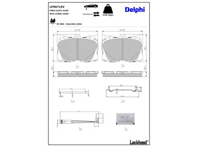 Juego de 4 pastillas de freno (Almohadilla de freno) DELPHI ref. LP5071EV