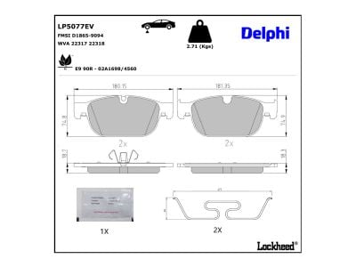 Juego de 4 pastillas de freno (Almohadilla de freno) DELPHI ref. LP5077EV