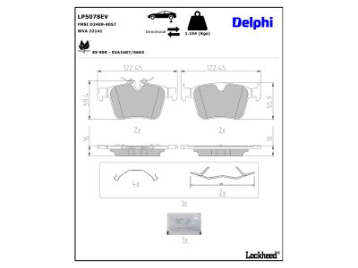 Juego de 4 pastillas de freno (Almohadilla de freno) DELPHI ref. LP5078EV