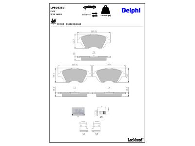 Jeu de 4 plaquettes de frein DELPHI ref. LP5083EV