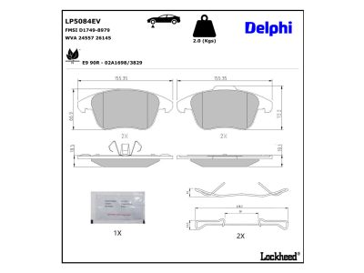 Jogo de 4 pastilhas de travão DELPHI LP5084EV