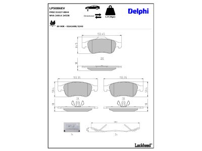 Jogo de 4 pastilhas de travão DELPHI ref. LP5086EV