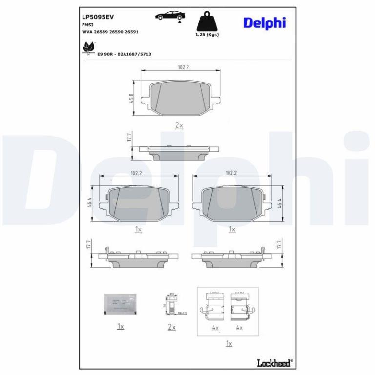 Jogo de 4 pastilhas de travão DELPHI ref. LP5095EV