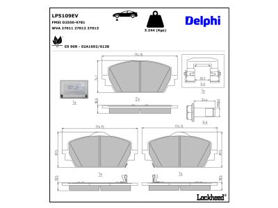 Jogo de 4 pastilhas de travão DELPHI LP5109EV