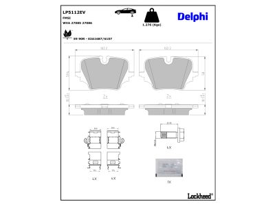 Juego de 4 pastillas de freno (Almohadilla de freno) DELPHI ref. LP5112EV