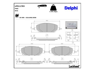 Jeu de 4 plaquettes de frein DELPHI LP5117EV