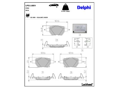Jogo de 4 pastilhas de travão DELPHI ref. LP5118EV