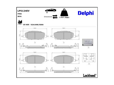 Jeu de 4 plaquettes de frein DELPHI LP5124EV