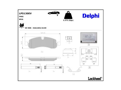 Jeu de 4 plaquettes de frein DELPHI LP5130EV