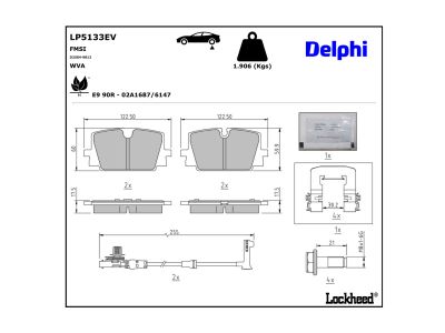 Jeu de 4 plaquettes de frein DELPHI LP5133EV