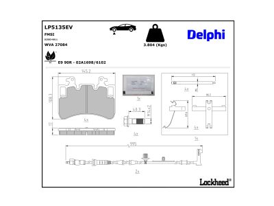 Jogo de 4 pastilhas de travão DELPHI LP5135EV