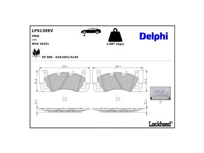 Jeu de 4 plaquettes de frein DELPHI LP5139EV