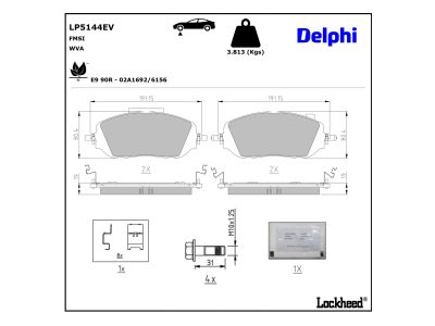 Jogo de 4 pastilhas de travão DELPHI LP5144EV