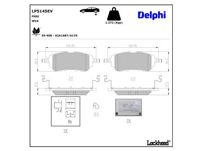 Jeu de 4 plaquettes de frein DELPHI LP5145EV