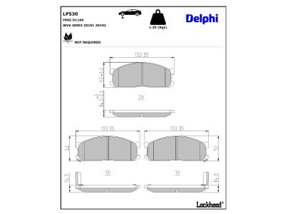 Jeu de 4 plaquettes de frein DELPHI ref. LP530
