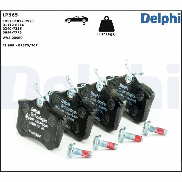 Jeu de 4 plaquettes de frein DELPHI ref. LP565