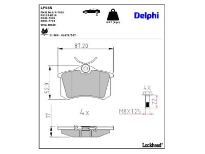 Jeu de 4 plaquettes de frein DELPHI ref. LP565
