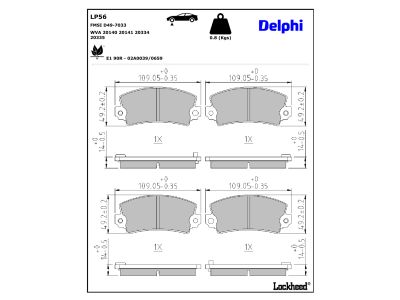 Jeu de 4 plaquettes de frein DELPHI ref. LP56