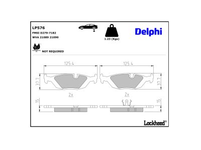 Jeu de 4 plaquettes de frein DELPHI ref. LP576